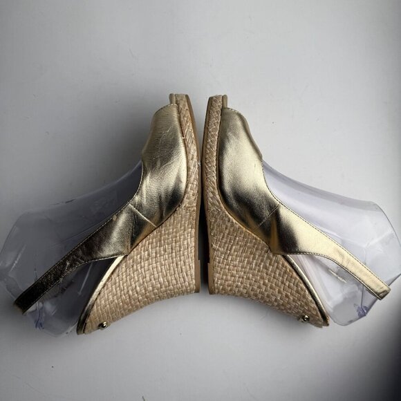 Lilly Pulitzer Wedge Kristin Slingback Gold Size 7.5 - Picture 10 of 11